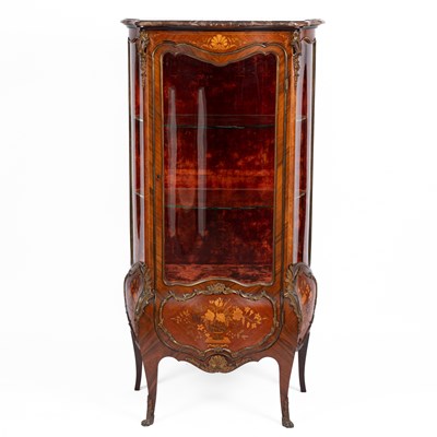 Lot 676 - A Louis XV style marquetry and gilt-metal mounted vitrine
