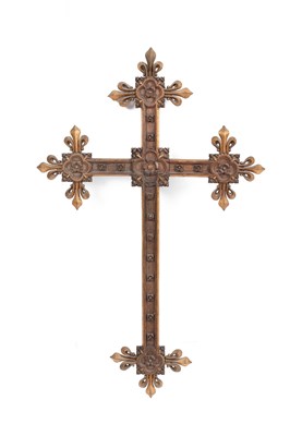Lot 342 - A Gothic revival oak crucifix