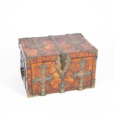 Lot 236 - An early 18th Century Franco-Flemish brass mounted kingwood and oyster veneered coffre fort