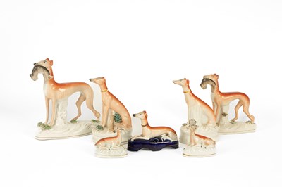 Lot 366 - A pair of Staffordshire greyhounds