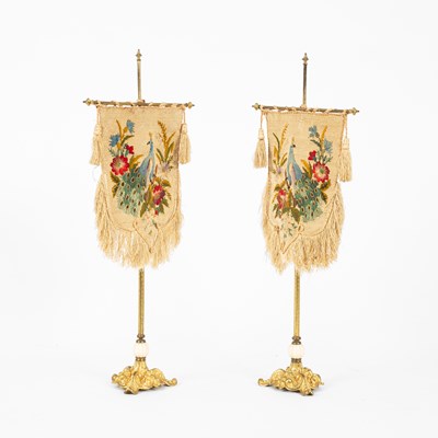 Lot 408 - A pair of 19th Century needlework screens