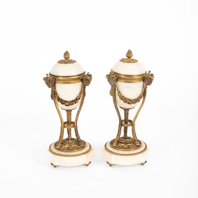 Lot 326 - A pair of 19th Century vase-shaped alabaster cassoulets