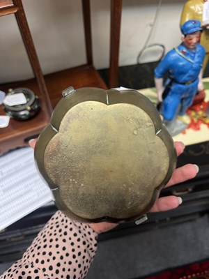 Lot 633 - A Chinese brass brazier or handwarmer