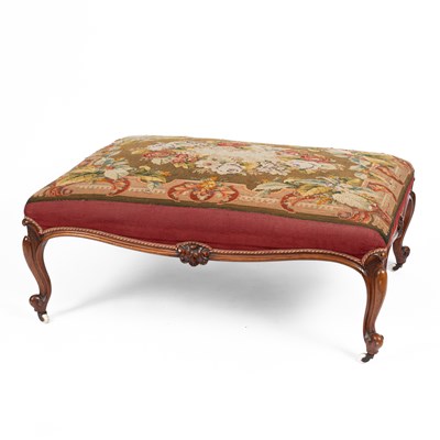 Lot 634 - A Victorian carved walnut framed stool