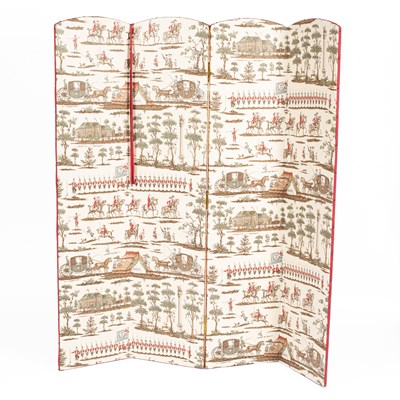 Lot 649 - A fabric covered four-panel screen