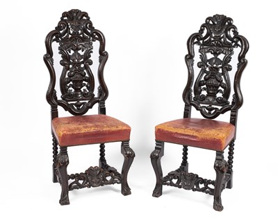 Lot 650 - A pair of 17th Century style hall chairs