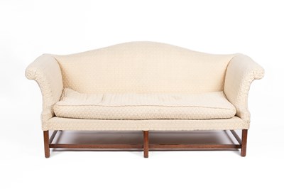 Lot 654 - A George III style camelback sofa