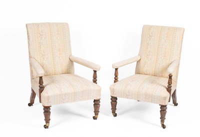 Lot 660 - A pair of early Victorian simulated rosewood open armchairs