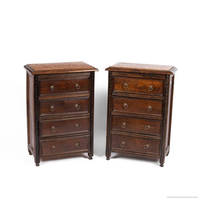 Lot 664 - A near pair of Continental walnut chests