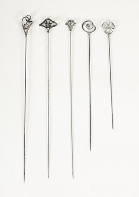 Lot 32 - Five Edwardian Charles Horner silver hatpins