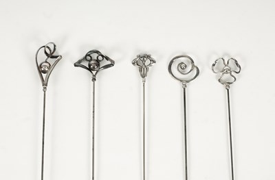Lot 32 - Five Edwardian Charles Horner silver hatpins