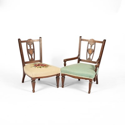 Lot 803 - A child's Edwardian mahogany side chair and matching armchair