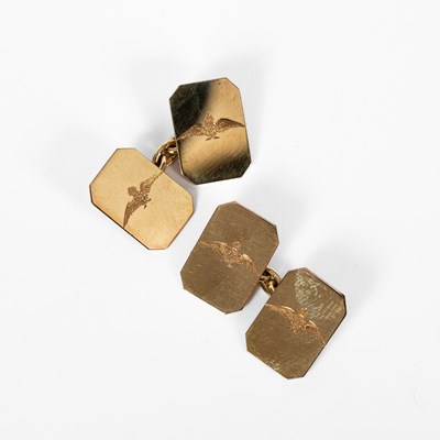Lot 2 - RAF Interest - a pair of 9ct yellow gold cufflinks