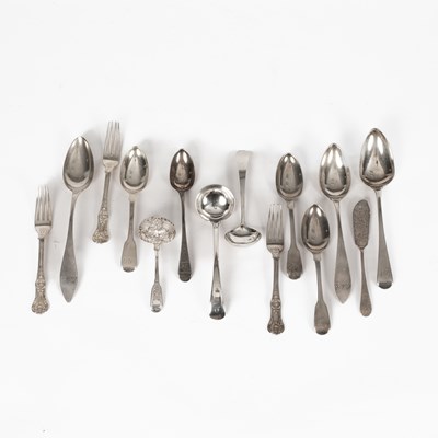Lot 50 - A quantity of Georgian and later silver flatware