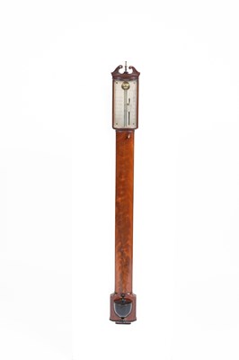 Lot 702 - A mahogany and ebony stick barometer
