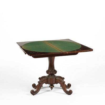 Lot 189 - A Victorian rosewood foldover card table