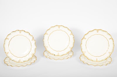 Lot 480 - Six Royal Crown Derby plates and a Sevres tray