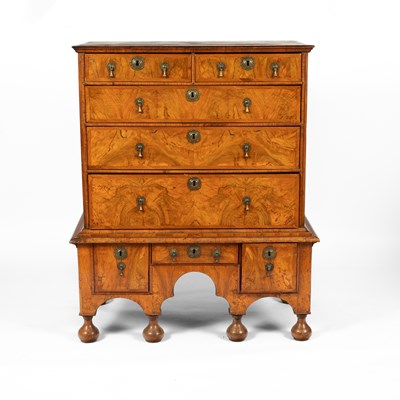 Lot 37 - An early 18th Century walnut chest on stand
