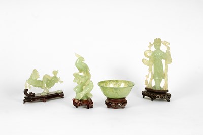 Lot 358 - A Chinese spinach jade bowl