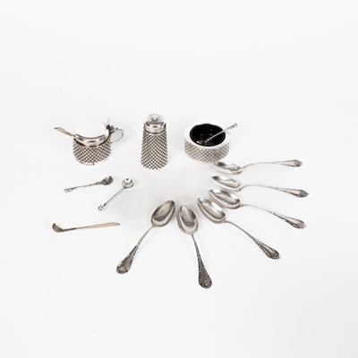 Lot 40 - A silver three-piece cruet set