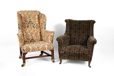 Lot 573 - A George III mahogany wingback armchair