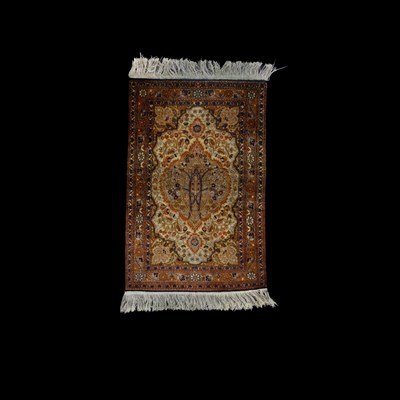 Lot 737 - A small silk 'souf' Hereke rug
