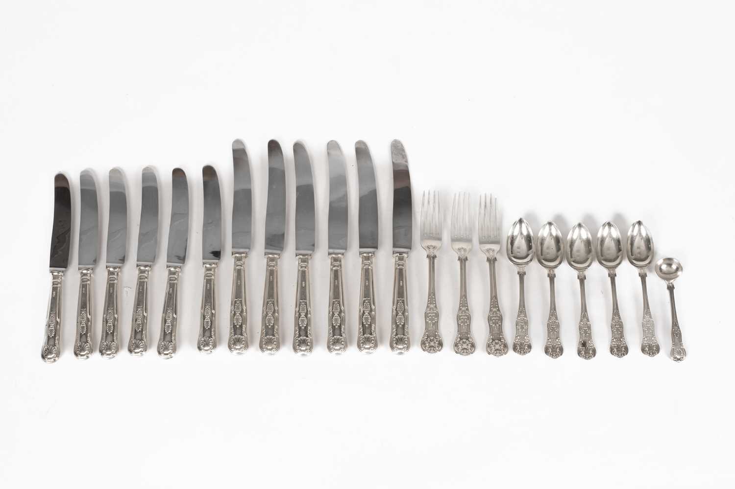 Lot 61 - A matched Queen's pattern silver part table service