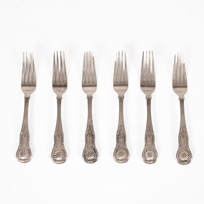 Lot 63 - A set of six Scottish silver table forks