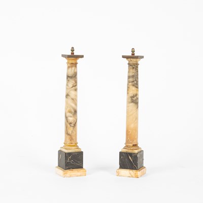 Lot 334 - A pair of 19th Century marble and alabaster columns