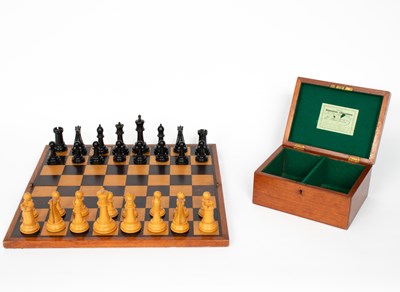 Lot 795 - A Staunton pattern boxwood and ebony chess set by Jaques & Son