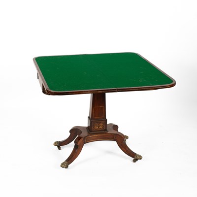 Lot 589 - A Regency rosewood and brass inlaid card table