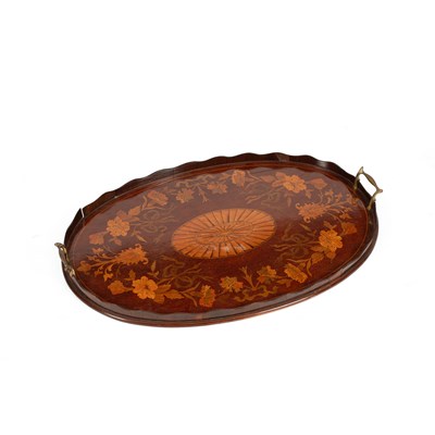 Lot 594 - A George III mahogany and marquetry inlaid tray