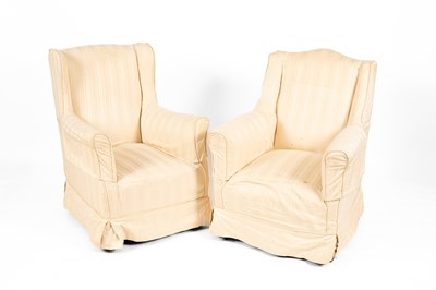 Lot 603 - Two matched Victorian upholstered armchairs