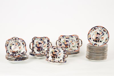 Lot 382 - An English ironstone-type part dessert service