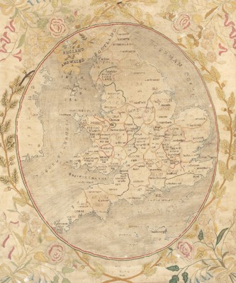 Lot 534 - A silk work map sampler