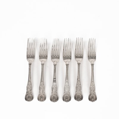 Lot 66 - A set of six Victorian King's pattern silver table forks