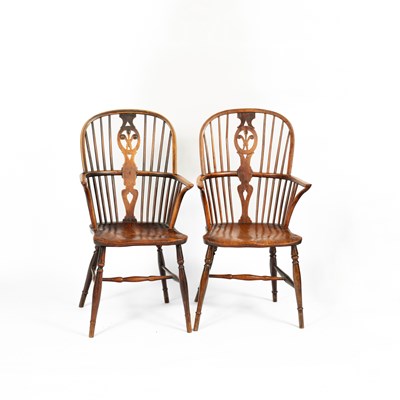 Lot 26 - A near pair of 18th Century ash and elm Windsor chairs