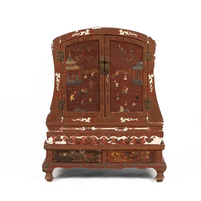 Lot 215 - A Chinese red painted cabinet