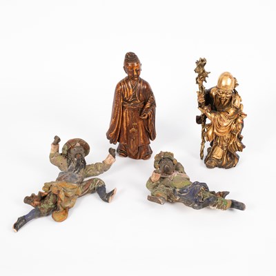 Lot 463 - A Chinese carved hooded figure of a monk