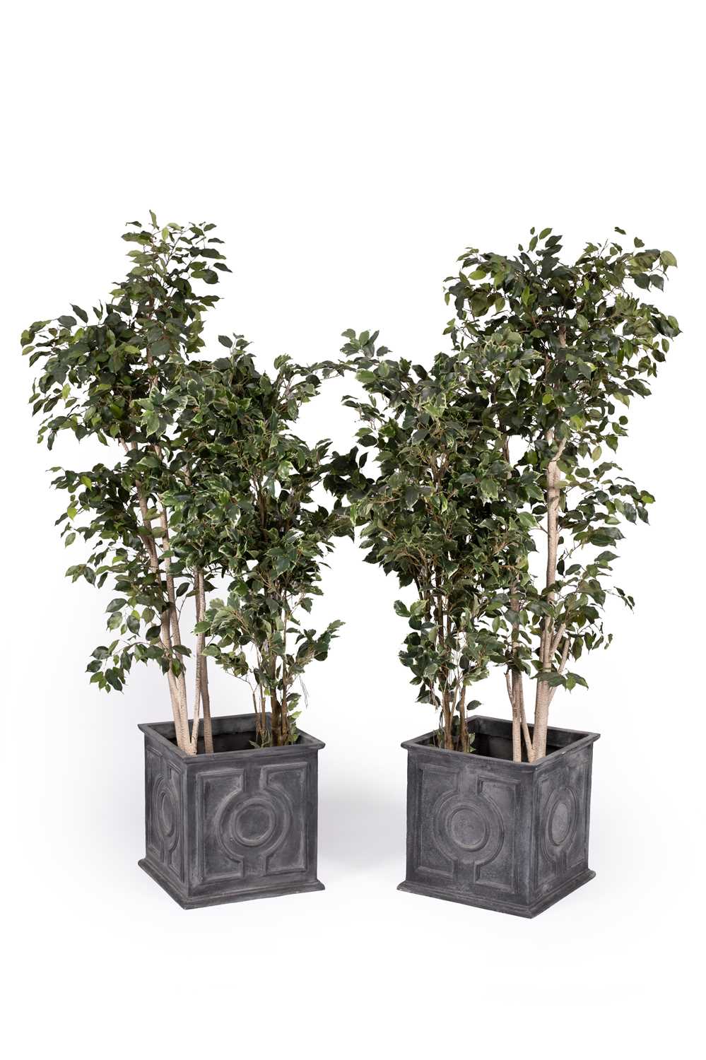Lot 1 - A pair of imitation lead planters