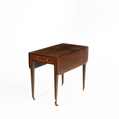 Lot 248 - Two George III mahogany and satinwood banded Pembroke tables