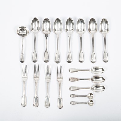 Lot 85 - A Victorian silver part dinner service