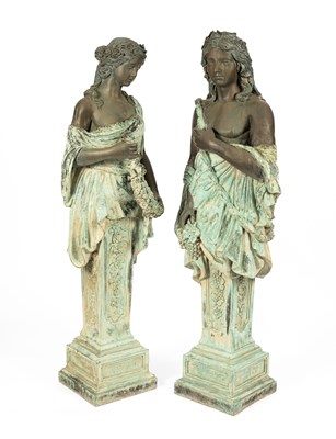 Lot 1 - A pair of 20th Century Grecian style garden statues