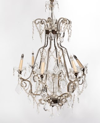 Lot 165 - A beaded glass six light chandelier or electrolier