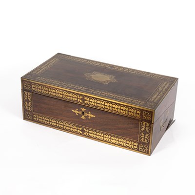 Lot 267 - A late Georgian rosewood and brass bound writing slope
