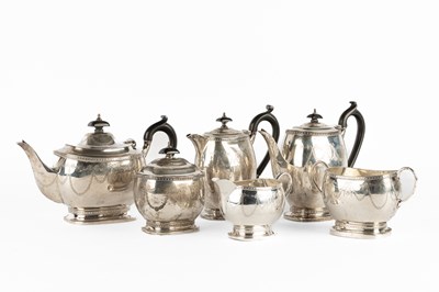 Lot A closely matched six-piece silver tea and coffee service