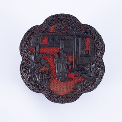 Lot 215 - A Chinese cinnabar lacquer box and cover