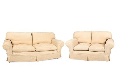 Lot 150 - Two 20th Century cream upholstered sofas