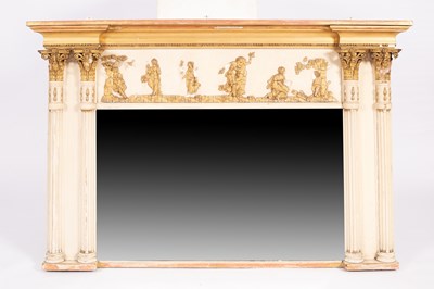 Lot 147 - A 19th Century cream painted and parcel gilt overmantel mirror