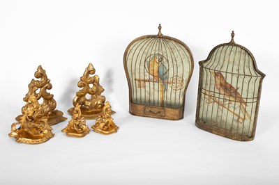 Lot 539 - Two pairs of gilt painted wall scones and one other